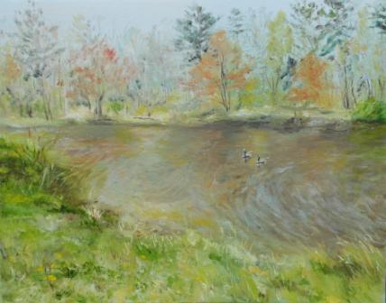 Spring Pond Oil Painting