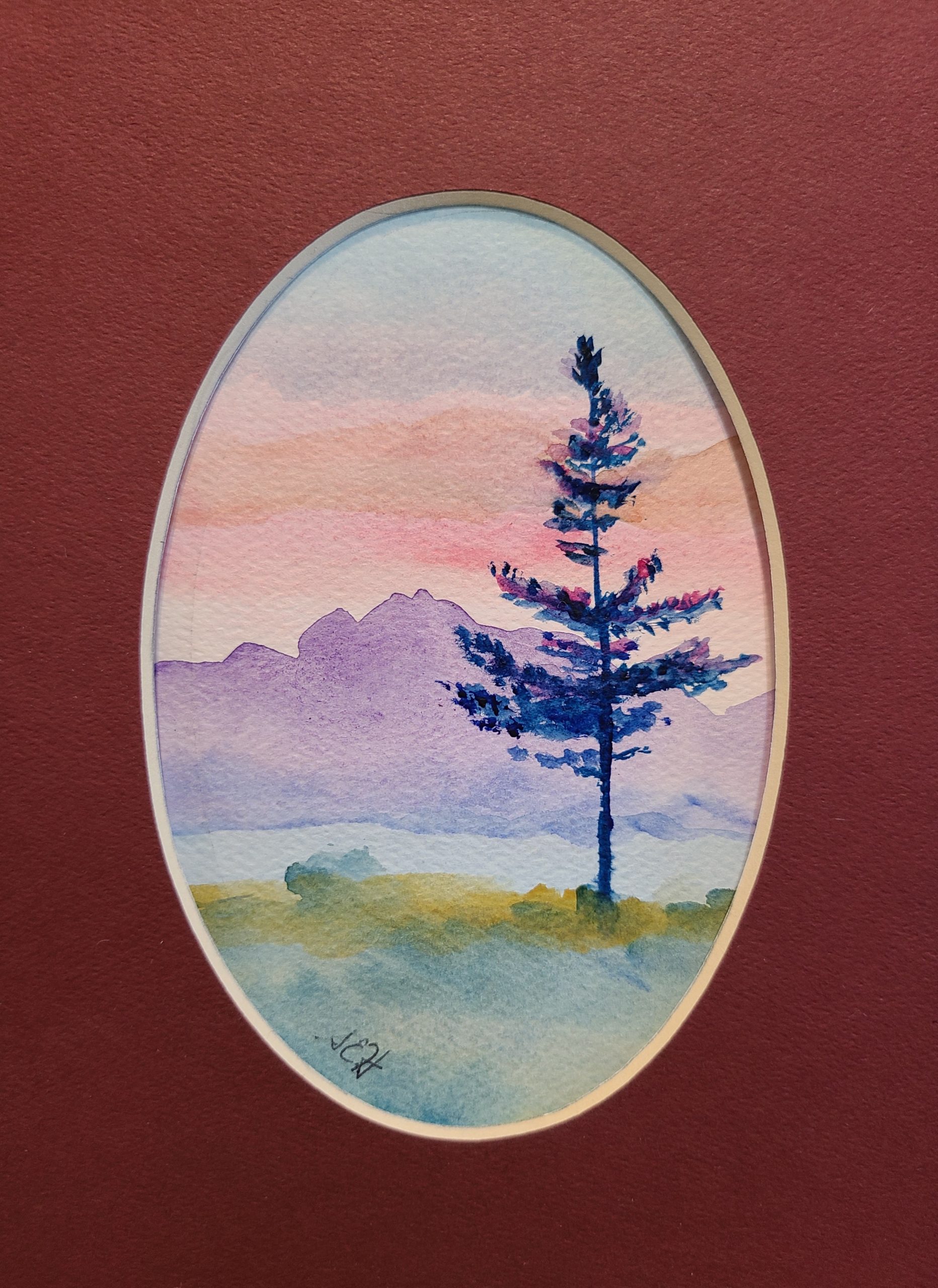 Evening Pine Watercolor